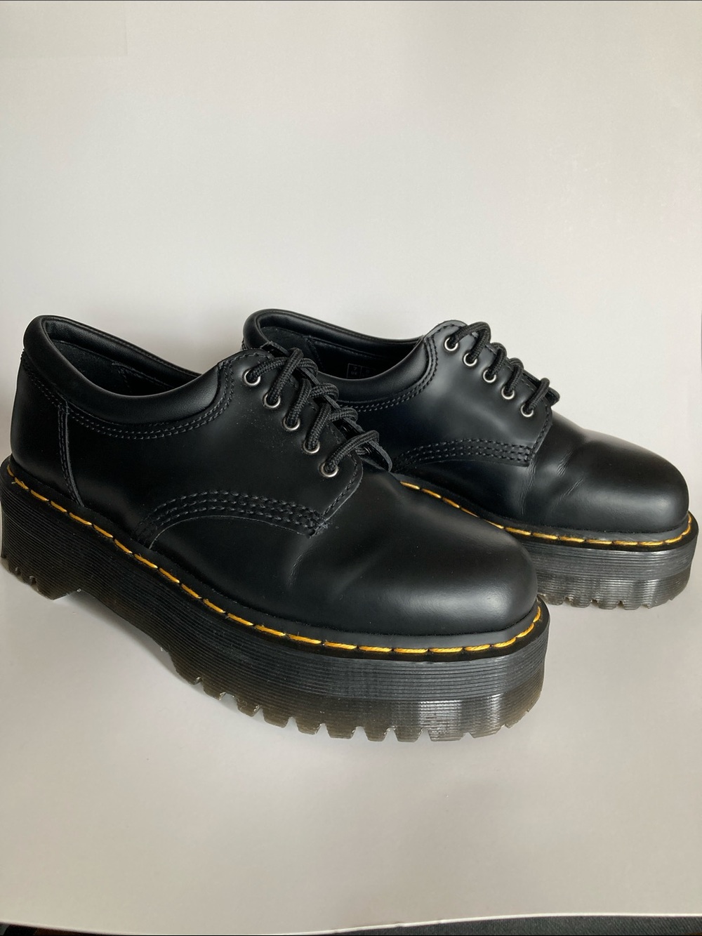 Dr. Martens 8053 QUAD 5-Eye Platform Shoes Black Leather Sz 9 Women/8 Men
